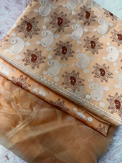 Unstitched Suit Material- 464 Peach