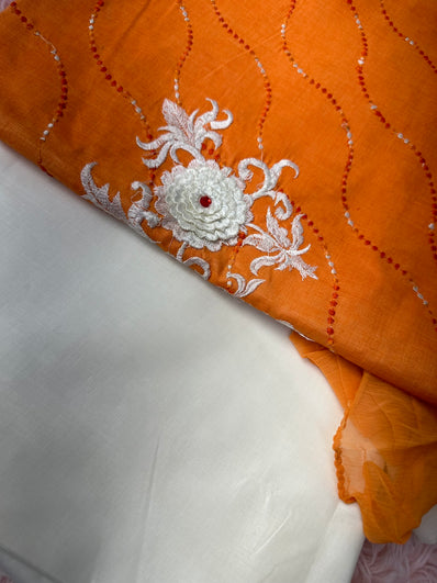 Unstitched Suit Material- 462 Orange