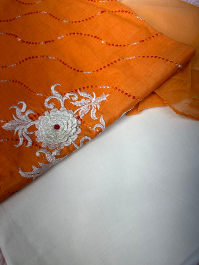 Unstitched Suit Material- 462 Orange