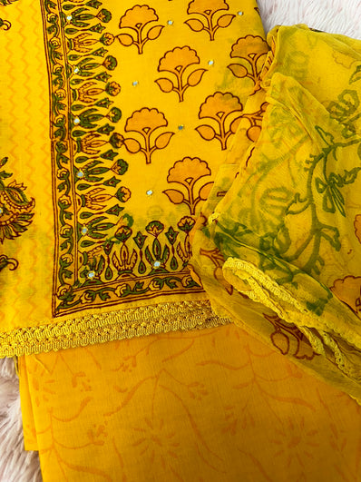 Unstitched Suit Material- 458 Yellow