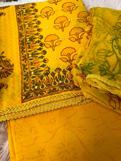 Unstitched Suit Material- 458 Yellow