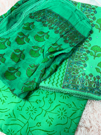 Unstitched Suit Material- 458 Green