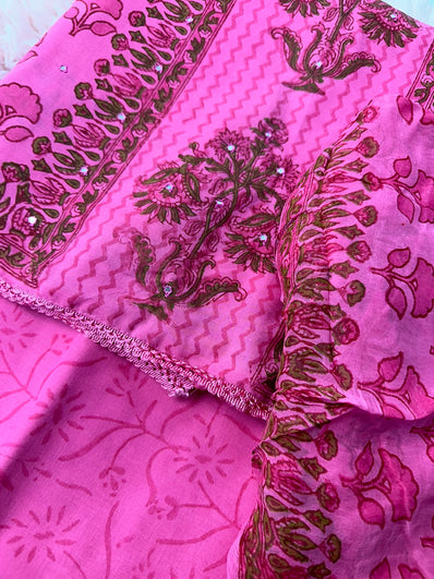 Unstitched Suit Material- 458 Pink