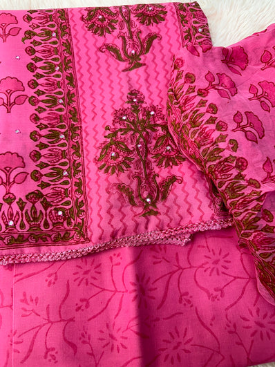 Unstitched Suit Material- 458 Pink