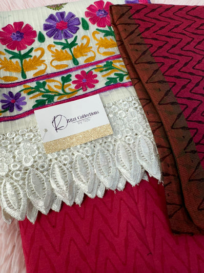 Unstitched Suit Material- 451 Pink