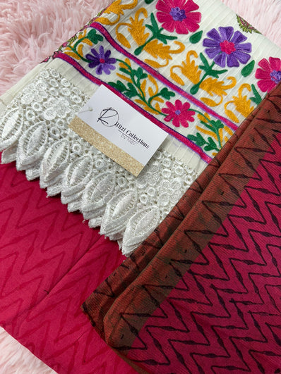 Unstitched Suit Material- 451 Pink