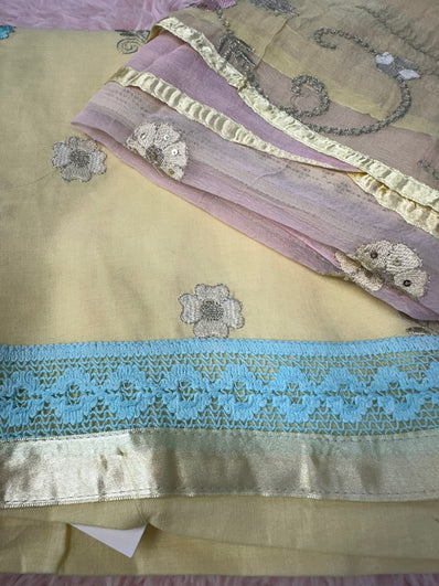 Unstitched Suit Material- 448 Yellow