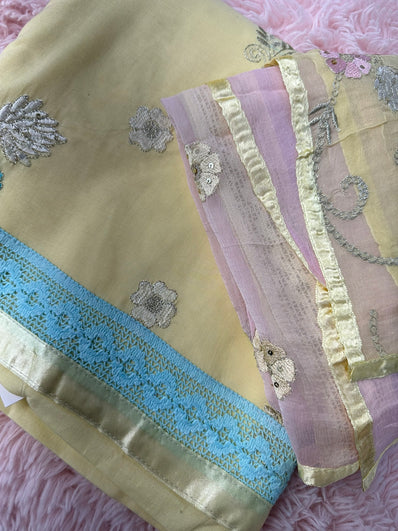 Unstitched Suit Material- 448 Yellow