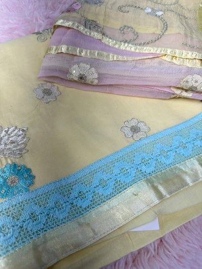 Unstitched Suit Material- 448 Yellow