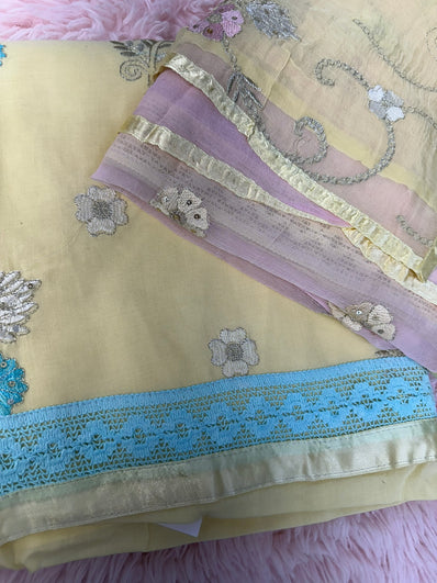 Unstitched Suit Material- 448 Yellow