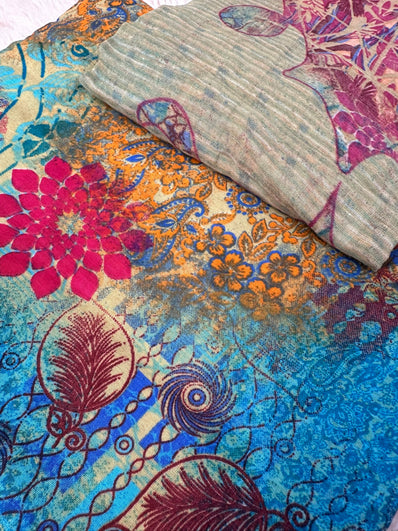 Unstitched Suit Material- 373 Blue