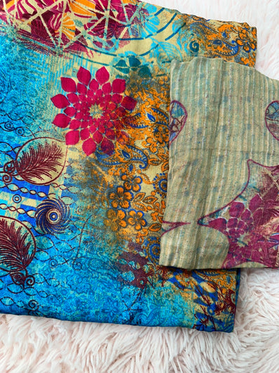 Unstitched Suit Material- 373 Blue