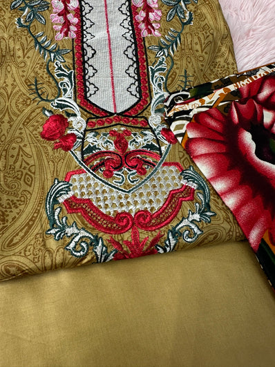 Unstitched Suit Material- 447 Olive