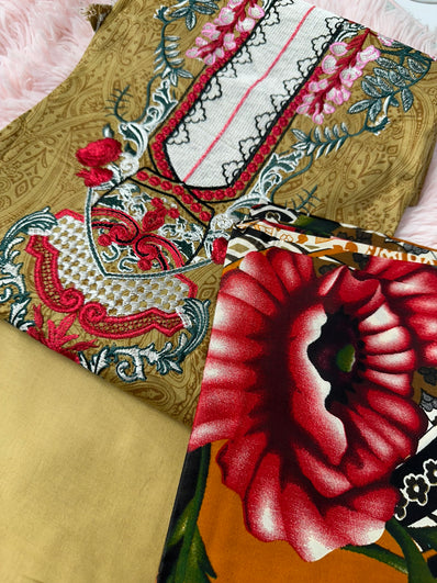 Unstitched Suit Material- 447 Olive