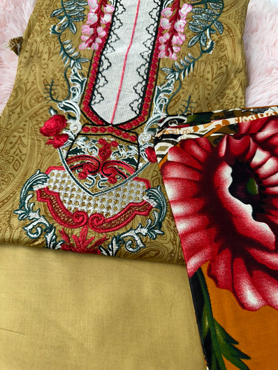 Unstitched Suit Material- 447 Olive