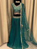 Party wear Lehenga in Bottle Green  Color