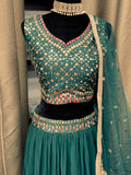 Party wear Lehenga in Bottle Green  Color