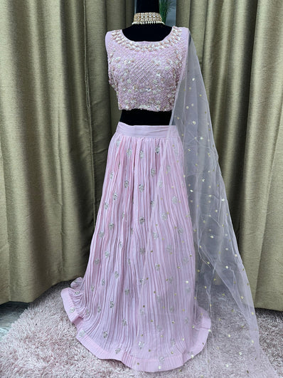 Party wear Lehenga in Powder Pink Color
