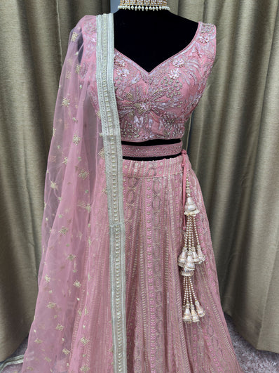Party wear Lehenga in Misty Rose Color