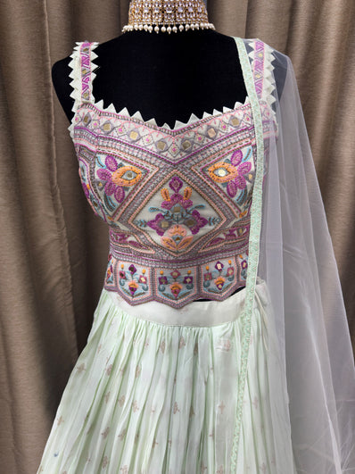 Party wear Lehenga in Mint Green Color