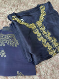Semi Stitched Suit Material- 497 Navy Blue