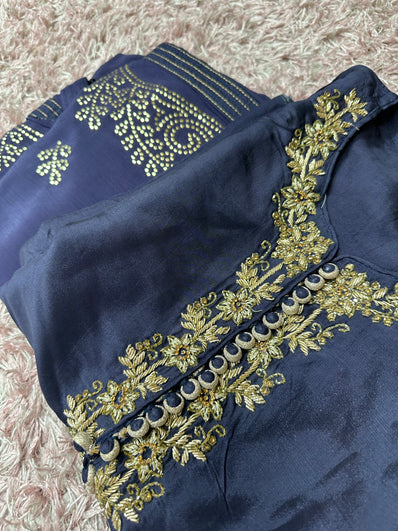 Semi Stitched Suit Material- 497 Navy Blue