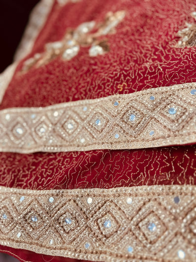 Maroon Georgette Saree adorned with Sequin Splendor