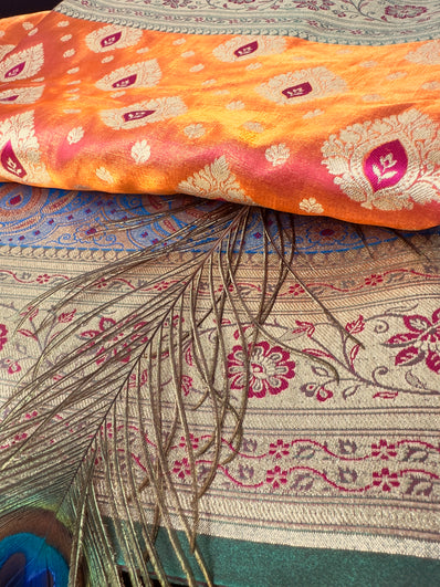 Majestic Orange Banarasi Silk Saree