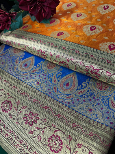 Majestic Orange Banarasi Silk Saree