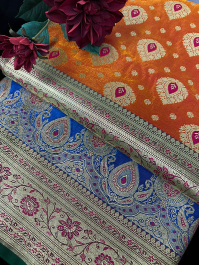 Majestic Orange Banarasi Silk Saree