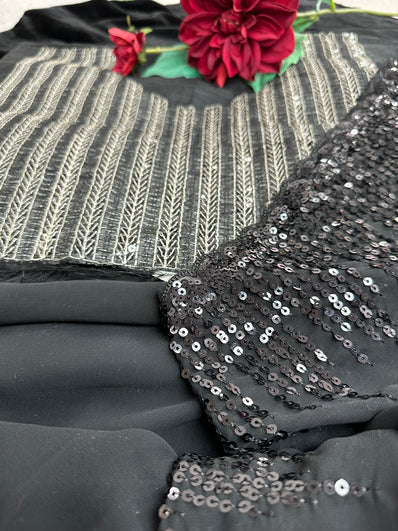 Black Georgette Saree with sequin work