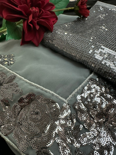 Grey Georgette Saree with sequin work