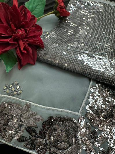 Grey Georgette Saree with sequin work