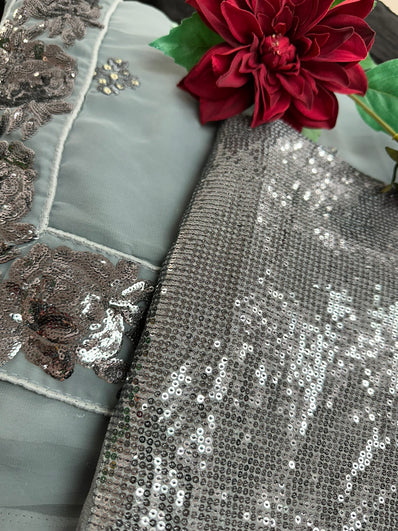 Grey Georgette Saree with sequin work