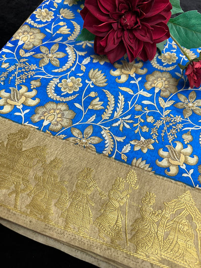 Blue Silk Printed Saree