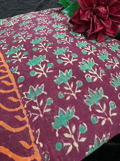 Maroon Printed Cotton Saree