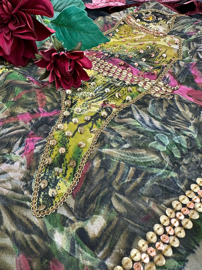 Printed Georgette Saree with bead work