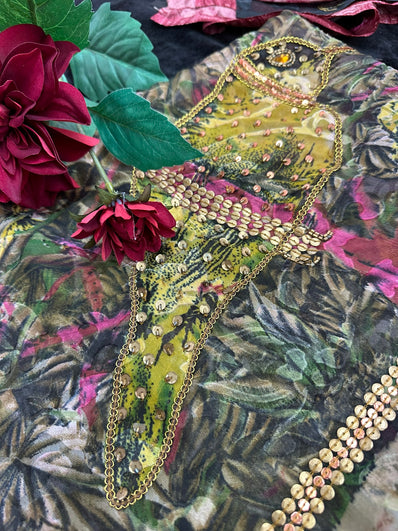 Printed Georgette Saree with bead work