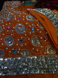 Orange Georgette Saree with heavy sequin and pearl work