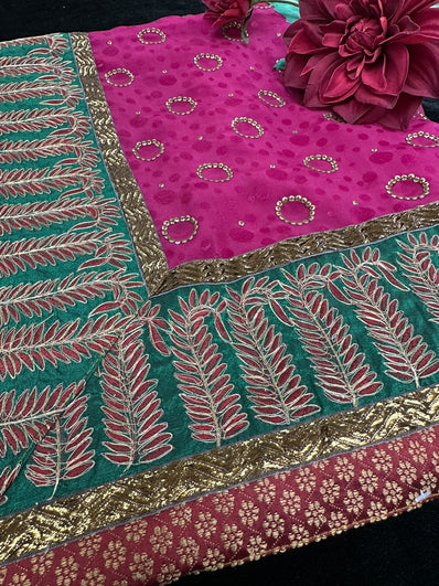 Plum Saree with Bead Work