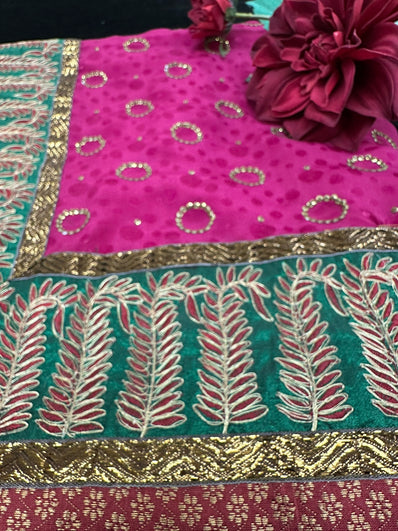 Plum Saree with Bead Work