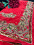 Red Crepe Saree with bead work