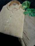 Fancy Peach Kurta with tan Pajama set