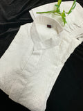 White Chicken Kari Cotton Kurta with White Pajama set