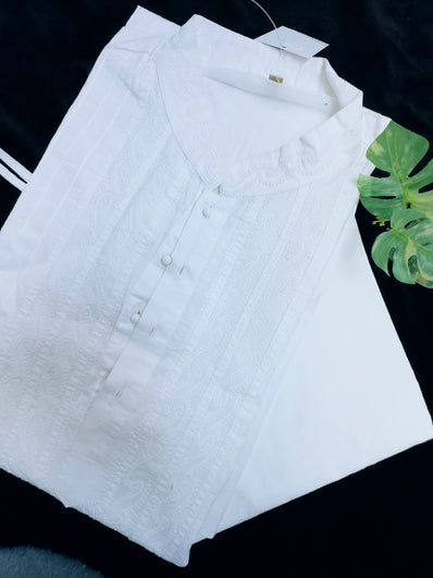 Fancy white Kurta Pajama Set