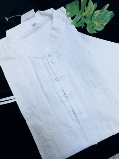 Fancy white Kurta Pajama Set