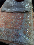 Peach Georgette Saree with full Sequin work with Stitched Blouse