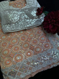 Peach Georgette Saree with full Sequin work with Stitched Blouse