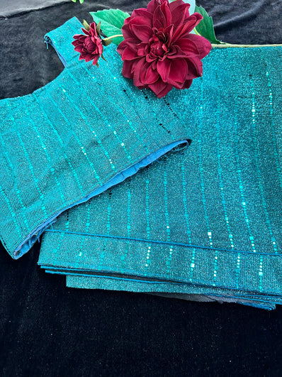 Teal Saree with Stitched Blouse