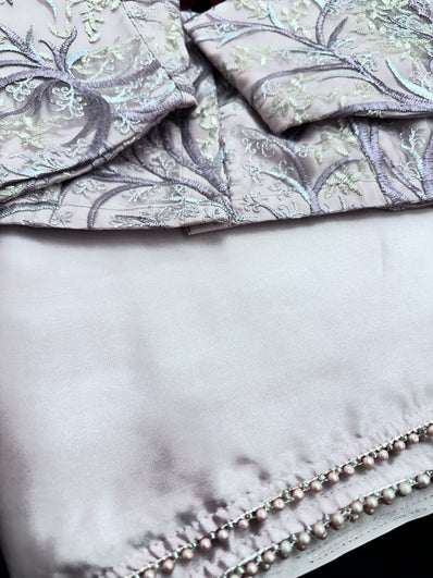 Vilot Pink Satin Saree with Stitched Blouse